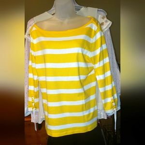 Sail away striped long sleeve ladies shirt.
